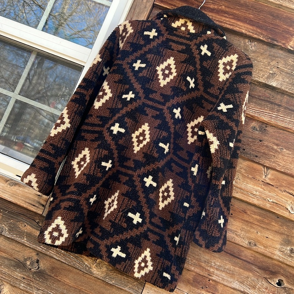 Vintage Brown & Black Aztec Sherpa Coat - Picture 7 of 7